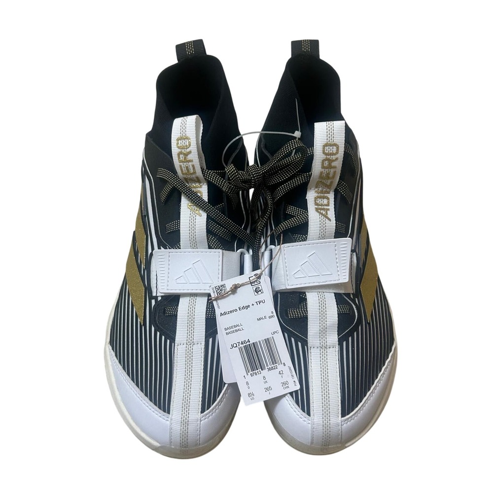 Adidas Adizero Edge + TPU Baseball Cleats Men 8.5 Black Gold New JQ7464